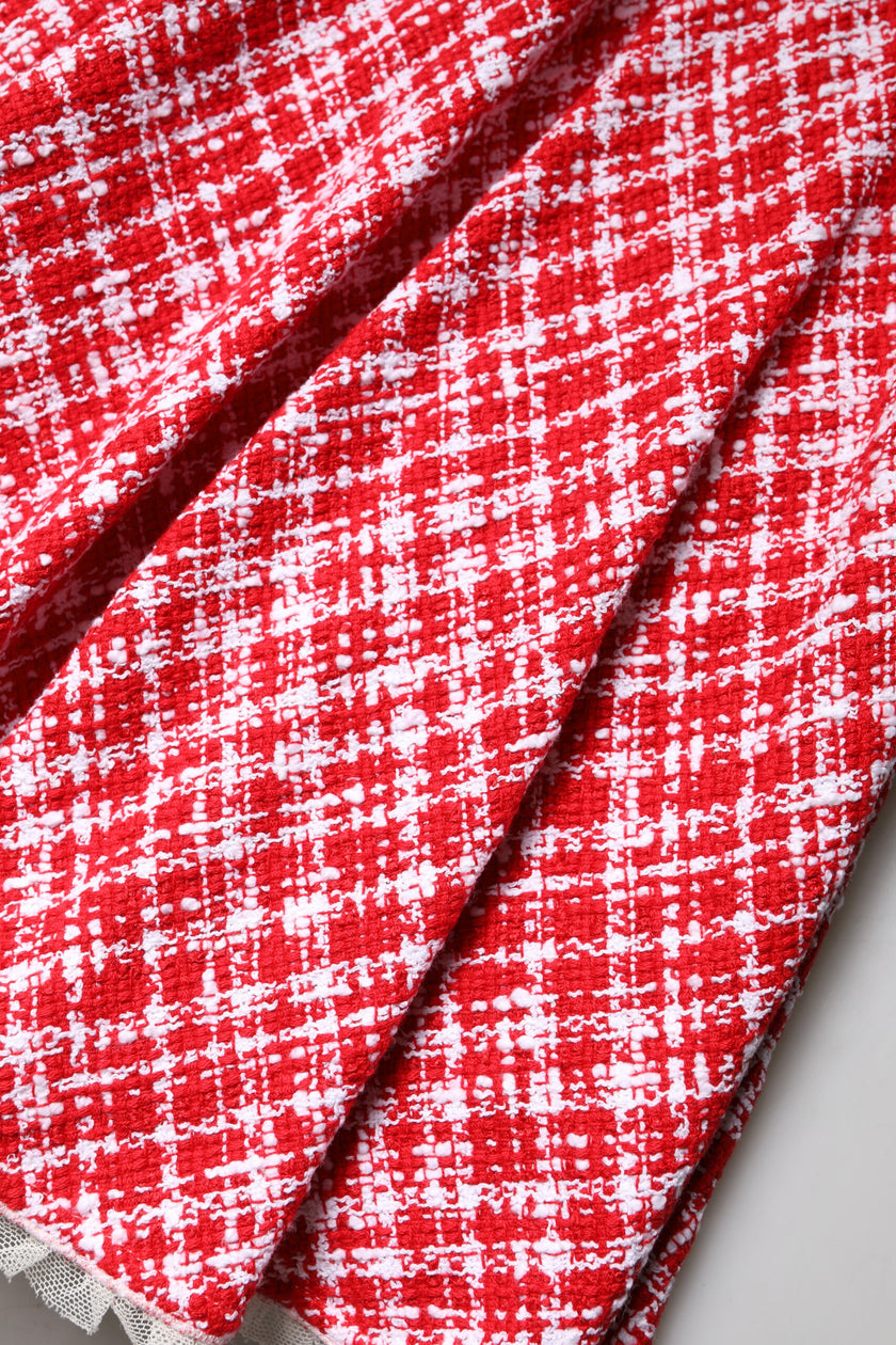 Dolce & Gabbana Red White High Waist A-line Above Knee Skirt