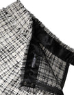 Dolce & Gabbana White Black High Waist Tartan Tweed Mini Skirt
