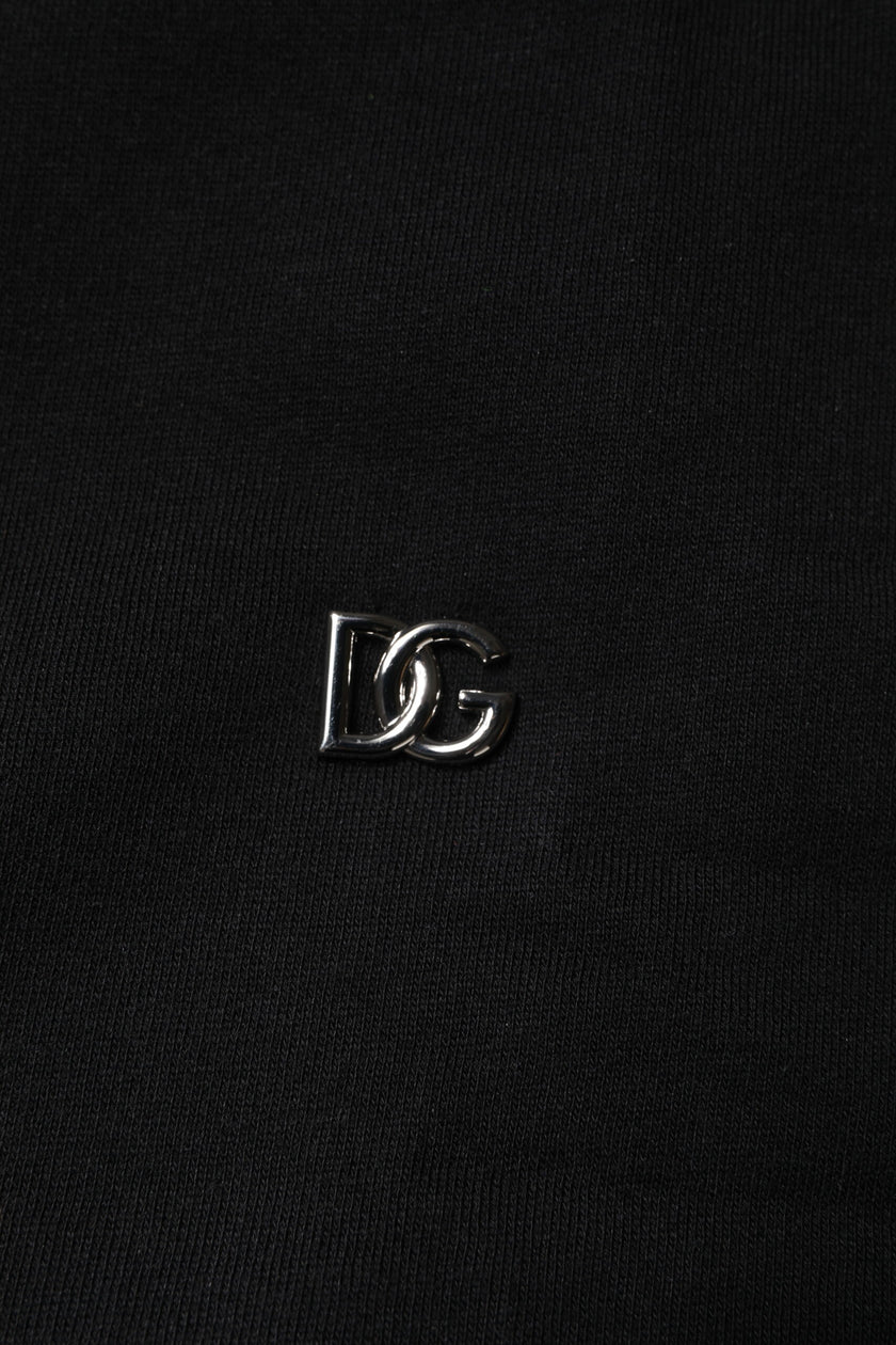 Dolce & Gabbana Black Cotton Crew Neck Sweatshirt Sweater