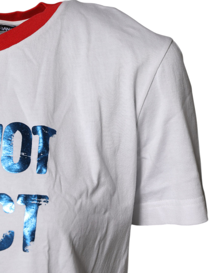 Dolce & Gabbana White Graphic Print Cotton Crew Neck T-shirt