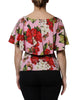 Dolce & Gabbana Pink Floral Silk Short Sleeves Blouse Top