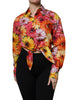 Dolce & Gabbana Multicolor Floral Cotton Cropped Blouse Top