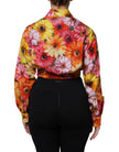 Dolce & Gabbana Multicolor Floral Cotton Cropped Blouse Top