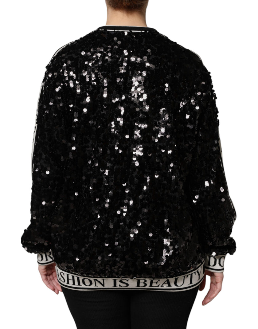 Dolce & Gabbana Black DG Queen Sequin Pullover Sweater