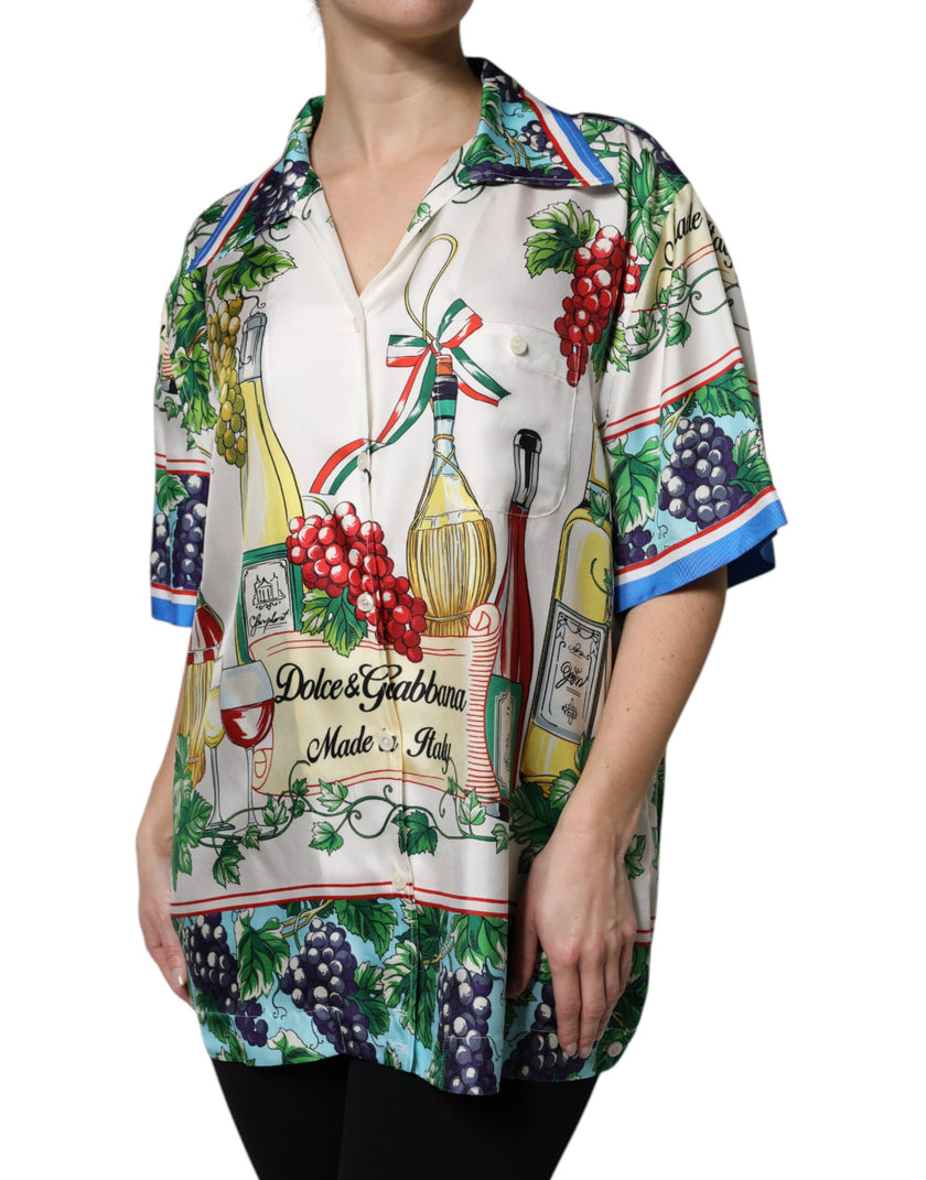 Dolce & Gabbana Multicolor Short Sleeve Silk Food Shirt Top