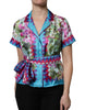 Dolce & Gabbana Multicolor Floral Collared Short Sleeve Top