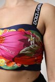 Dolce & Gabbana Multicolor Floral Sleeveless Bustier Cropped Top