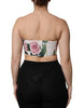 Dolce & Gabbana White Floral Print Cropped Bustier Corset Top