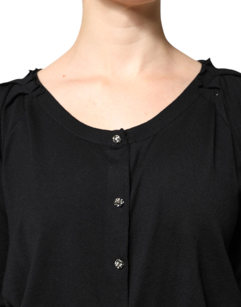 Dolce & Gabbana Black Button Down Short Sleeve Blouse Top