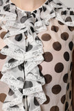Dolce & Gabbana White Black Polka Dot Cotton Sleeveless Top