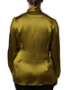 Dolce & Gabbana Olive Green Ascot Collar Long Sleeve Blouse Top