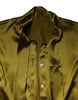 Dolce & Gabbana Olive Green Ascot Collar Long Sleeve Blouse Top
