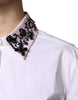 Dolce & Gabbana White Embellished Collared Dress Shirt Top