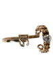 Dolce & Gabbana Gold Tone Engraved Logo Clear Crystals Adjustable Ring
