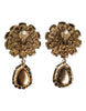 Dolce & Gabbana Purple Flower Pearl Teardrop Crystals Clip On Earrings