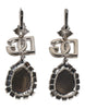 Dolce & Gabbana Silver Brass Crystal Teardrop DG Logo Clip On Earrings