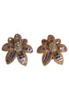 Dolce & Gabbana Gold Brass Purple Flower-Shaped Crystals Clip On Earrings