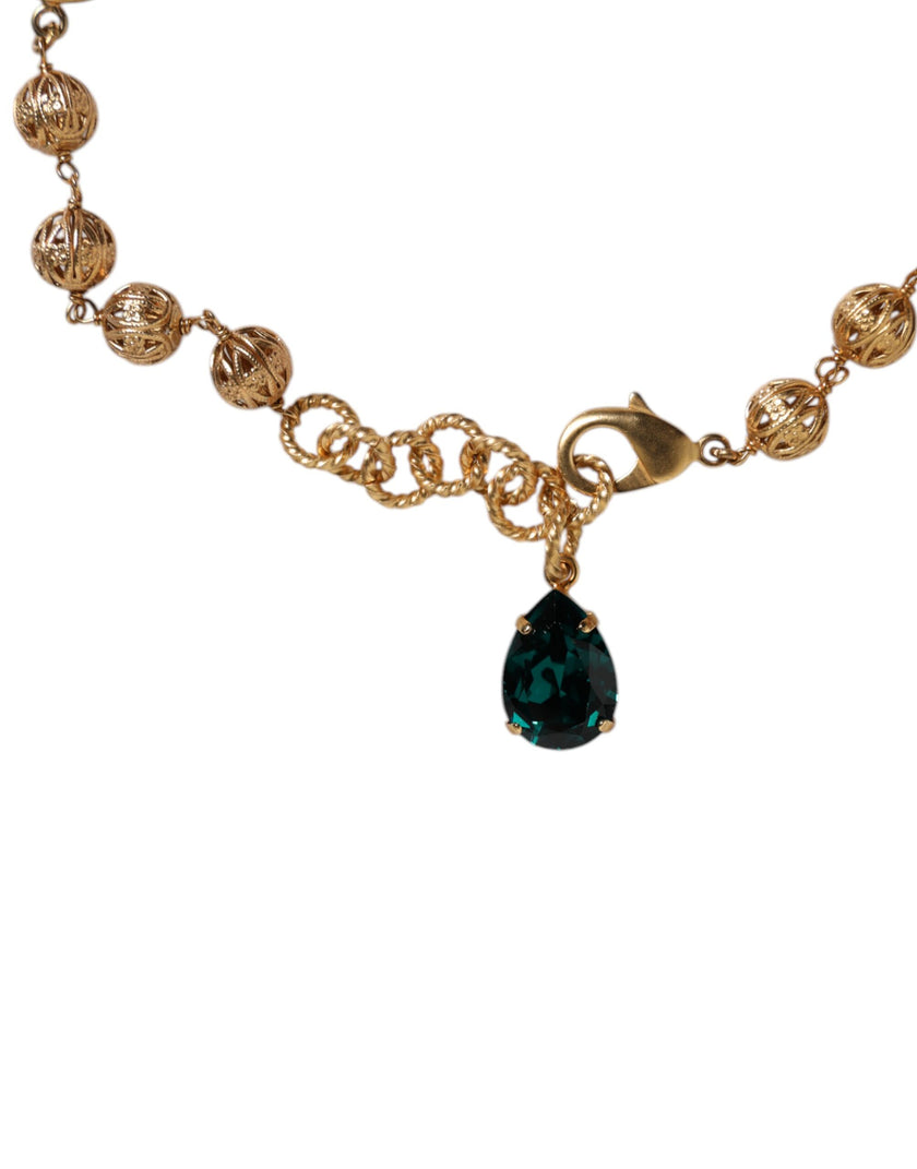 Dolce & Gabbana Multicolor Whimsical Face Charm Pendant Beaded Necklace