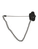 Dolce & Gabbana Silver Tone Brass Crown Chain Women Brooch Lapel Pin