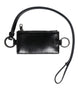 Dolce & Gabbana Black Leather Logo Embossed Lanyard Card Holder Wallet