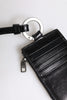 Dolce & Gabbana Black Leather Logo Embossed Lanyard Card Holder Wallet