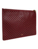 Dolce & Gabbana Burgundy Black Logo Embellished Men Zip Flat Pouch Bag