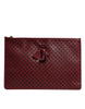 Dolce & Gabbana Burgundy Black Logo Embellished Men Zip Flat Pouch Bag
