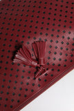 Dolce & Gabbana Burgundy Black Logo Embellished Men Zip Flat Pouch Bag