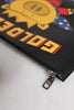 Dolce & Gabbana Black Leather Golden Pig Print Logo Plaque Men Pouch Bag
