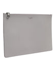 Dolce & Gabbana Gray Solid Leather DG Logo Men Clutch Zip Pouch Bag