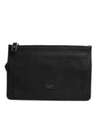 Dolce & Gabbana Black Leather Logo Plaque Purse Fanny Pack Bag