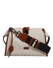 Dolce & Gabbana Beige Brown Cotton Leather Duffle Shoulder Bag