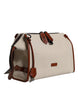 Dolce & Gabbana Beige Brown Cotton Leather Duffle Shoulder Bag