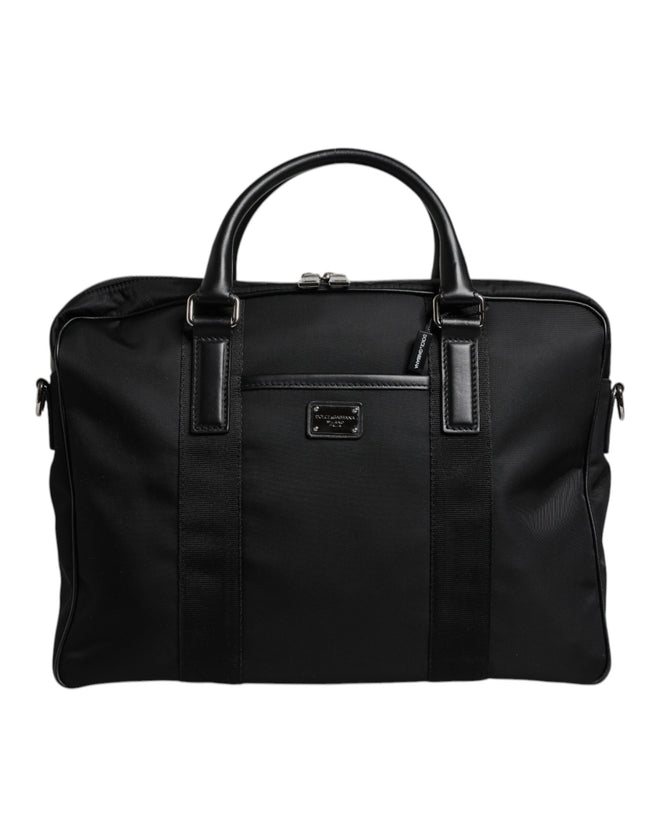 Dolce & Gabbana Black Leather Document Briefcase Top Handle Bag