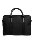 Dolce & Gabbana Black Leather Document Briefcase Top Handle Bag