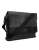 Dolce & Gabbana Black Logo Plaque Leather Messenger Shoulder Strap Bag