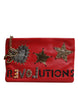 Dolce & Gabbana Red Revolutions Embellished Leather Clutch Bag