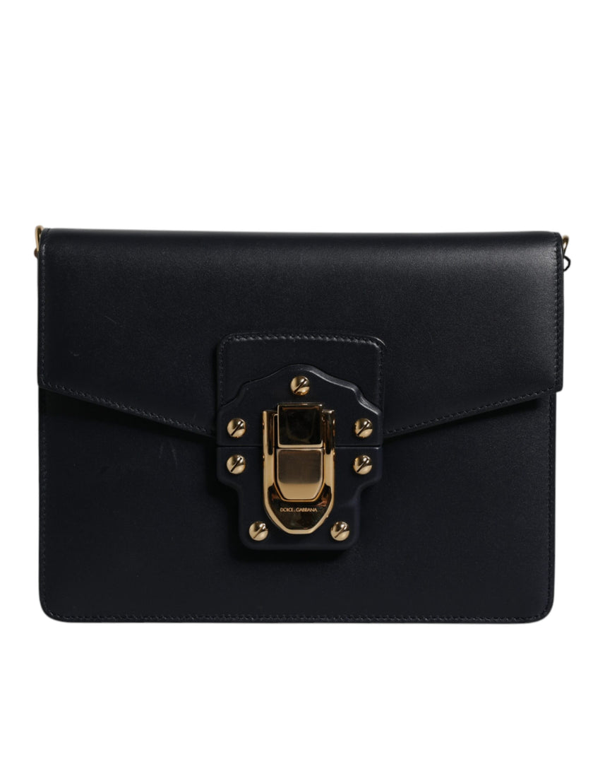 Dolce & Gabbana Black Calfskin Leather Shoulder Strap Bag