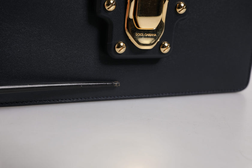 Dolce & Gabbana Black Calfskin Leather Shoulder Strap Bag