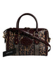 Dolce & Gabbana Brown Leopard Leather Shoulder Strap Duffle Bag