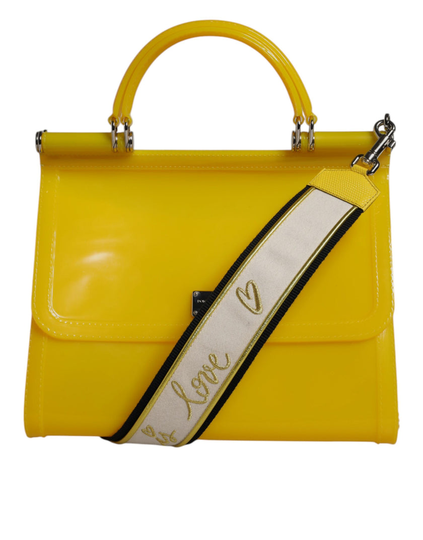 Dolce & Gabbana Yellow PVC Cotton Satchel Shoulder Strap Bag