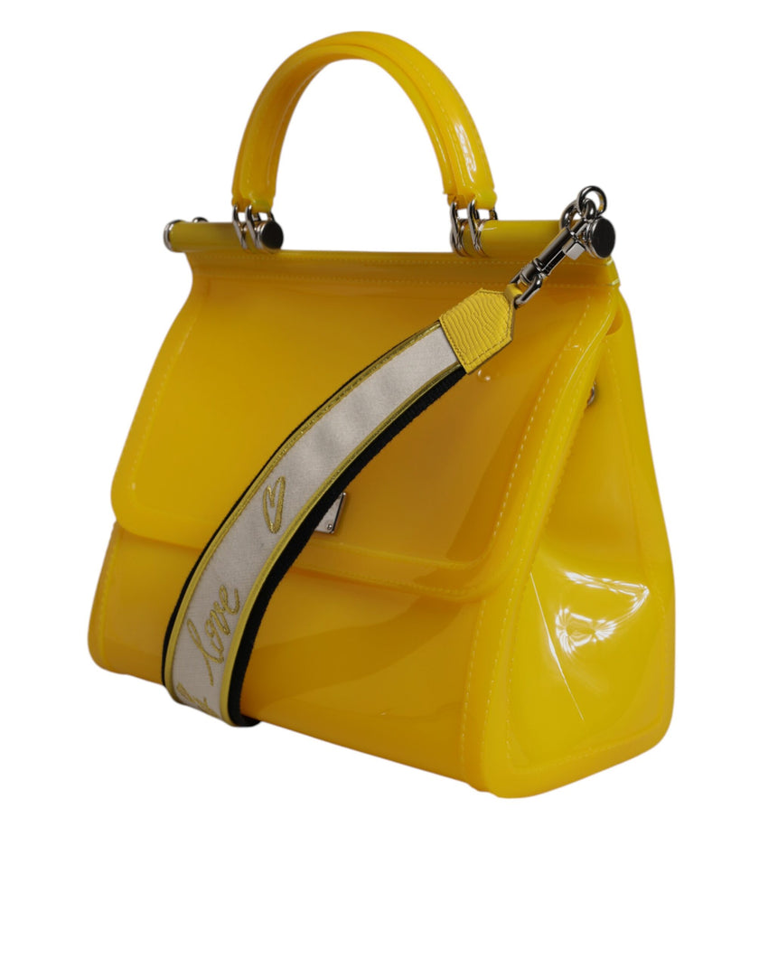 Dolce & Gabbana Yellow PVC Cotton Satchel Shoulder Strap Bag