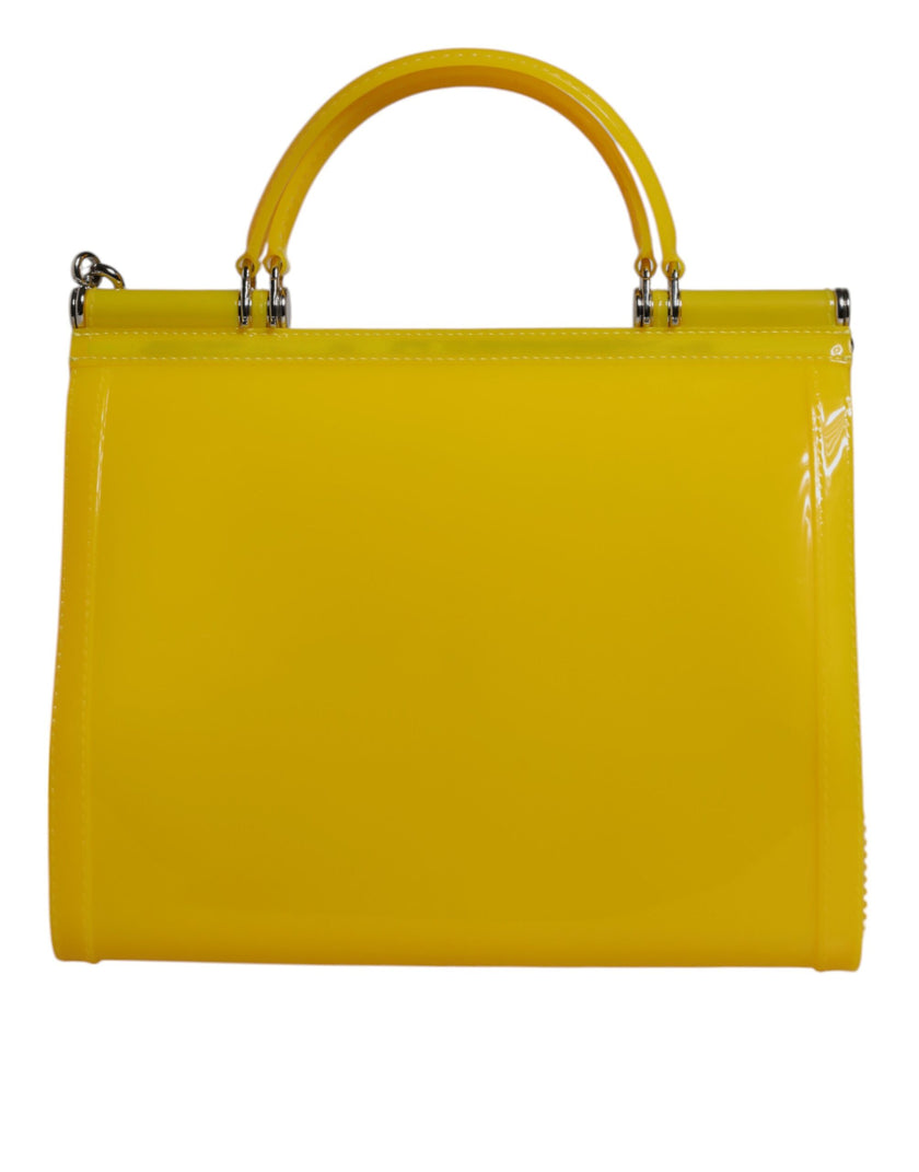 Dolce & Gabbana Yellow PVC Cotton Satchel Shoulder Strap Bag