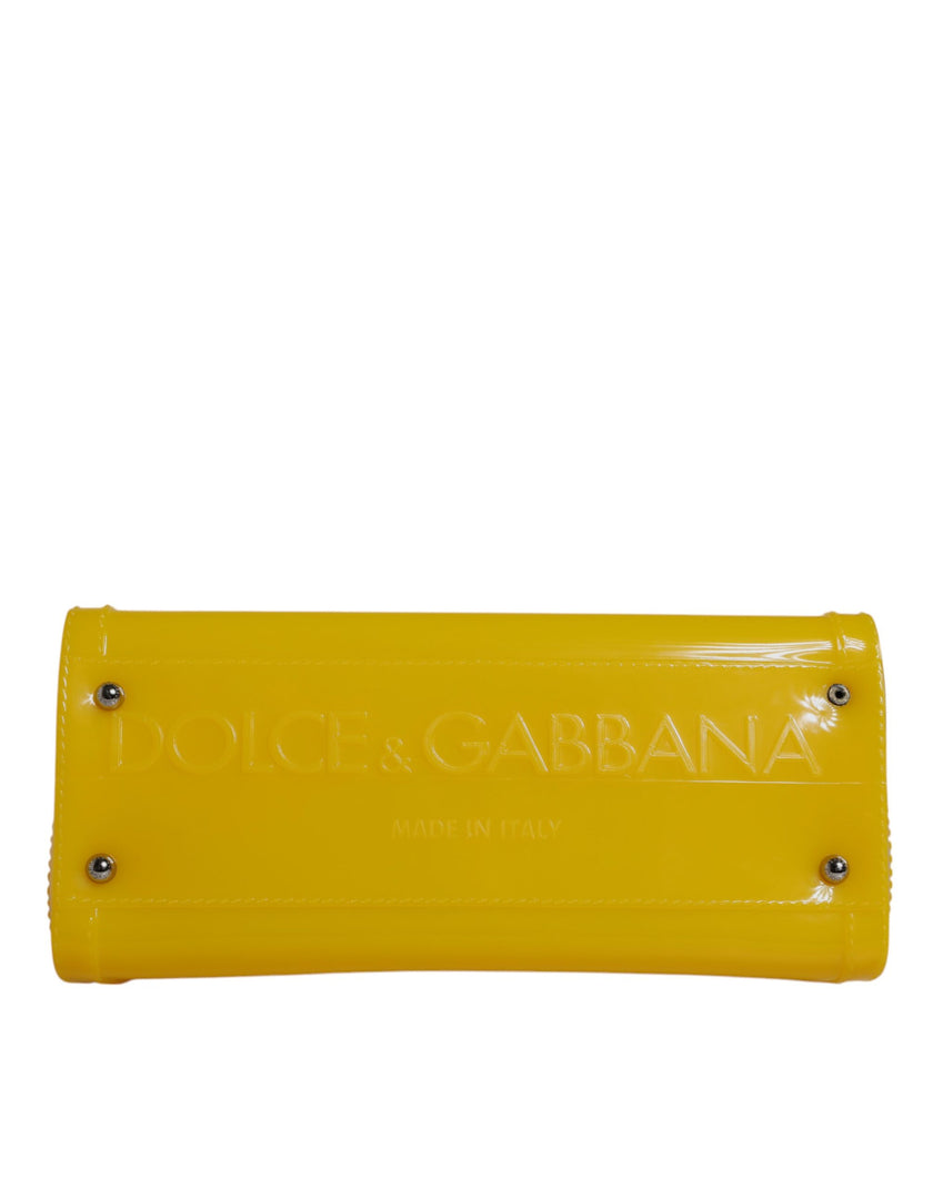 Dolce & Gabbana Yellow PVC Cotton Satchel Shoulder Strap Bag