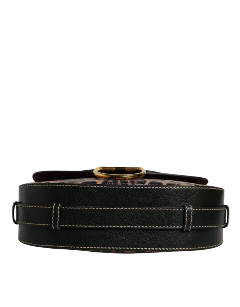 Dolce & Gabbana Black Brown Leopard Leather Shoulder Strap Bag