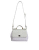Dolce & Gabbana White Rafia Leather Top Handle Crossbody Bag