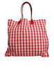 Dolce & Gabbana Red Checkered Embellished Shopping Tote Cotton Bag
