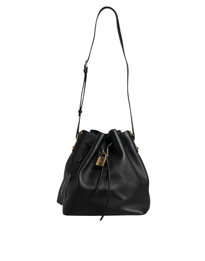 Dolce & Gabbana Black Calfskin Leather DOLCE Shoulder Bucket Bag