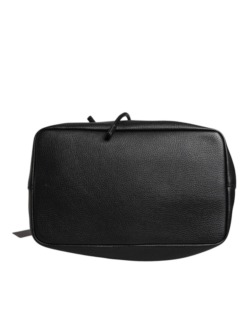 Dolce & Gabbana Black Calfskin Leather DOLCE Shoulder Bucket Bag