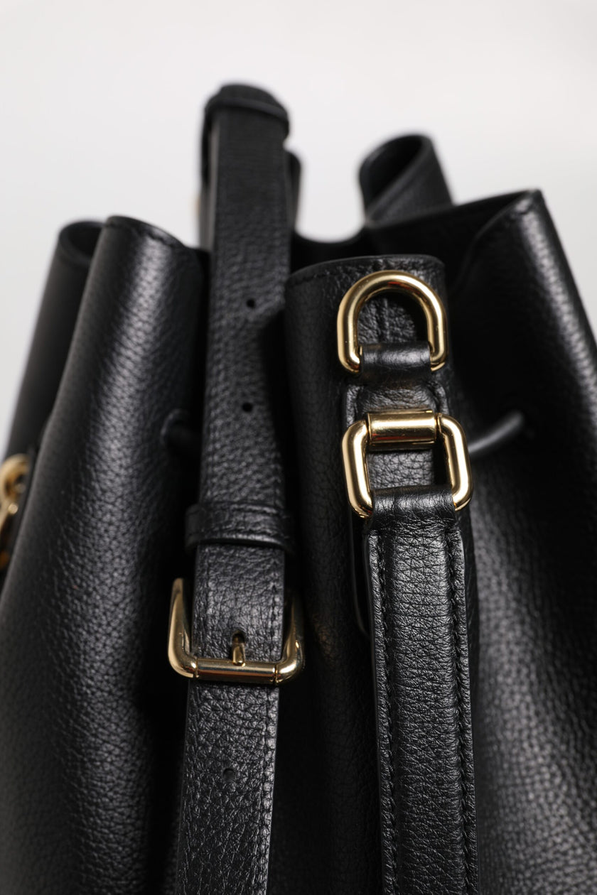 Dolce & Gabbana Black Calfskin Leather DOLCE Shoulder Bucket Bag